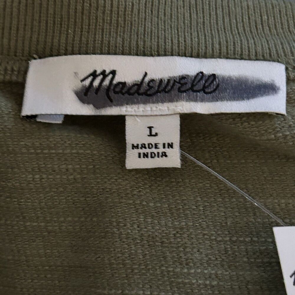 Madewell T-Shirt Mens L Olive Green Heavyweight Slub Knit Tee Cotton Crew NWT - Picture 3 of 12